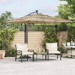 vidaXL Parasol de jardin avec LED et mât en acier marron 269x269x235cm