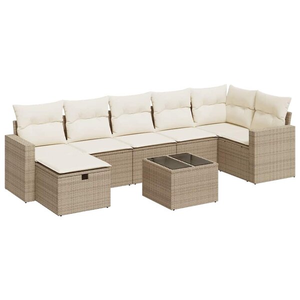 vidaXL Salon de jardin avec coussins 8 Pièces beige résine tressée