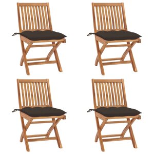 vidaXL Chaises pliables de jardin avec coussins lot de 4 Teck solide