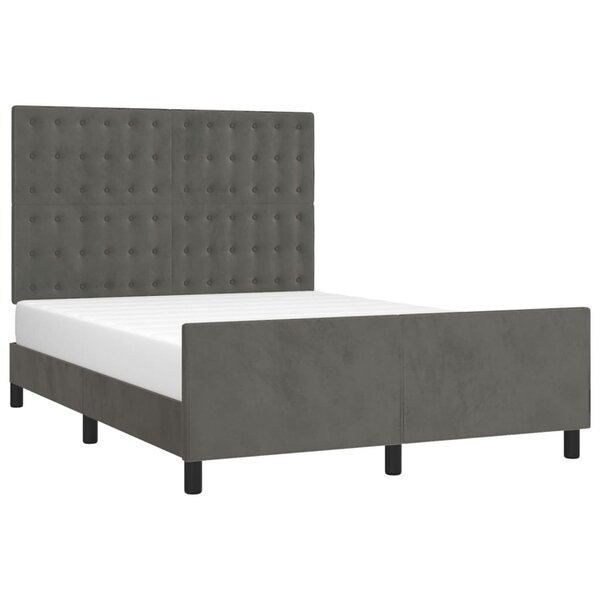 vidaXL Cadre de lit avec tête de lit Gris foncé 140x200 cm Velours