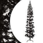 vidaXL Demi sapin de Noël artificiel mince avec support Noir 240 cm