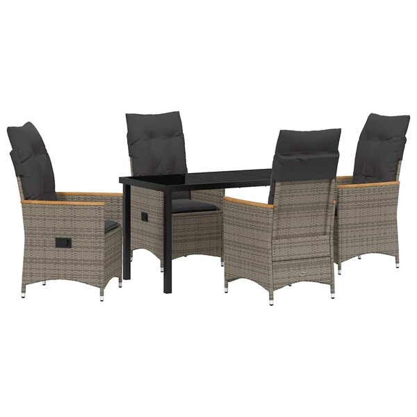 vidaXL Ensemble de salle à manger pour jardin 5 Pièces Gris Poly rotin