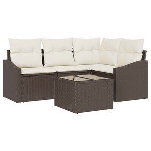 vidaXL Ensemble de canapé de jardin 5 Pièces Marron Poly rotin