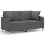 vidaXL Canapé 2 places avec oreillers gris foncé 140 cm tissu