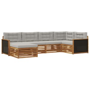 vidaXL Ensemble de canapés d'extérieur 6 pc Naturel et gris clair