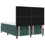 Lit avec sommier à ressorts et matelas vidaXL & LED Vert foncé 140x200 cm Velours