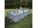 Piscine tubulaire grise - "LUDO 2" - 4 01 x 2 01 x 1 22 m - filtration à sable 2.5 m³/h