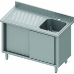 Plonge inox 1 cuve à droite ou à gauche - porte coulissante & egouttoir - gamme 700 - stalgast -  - acier inoxydable21500x700coulis