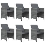 vidaXL Ensemble à manger de jardin coussins 7Pièces Résine tressée Gris