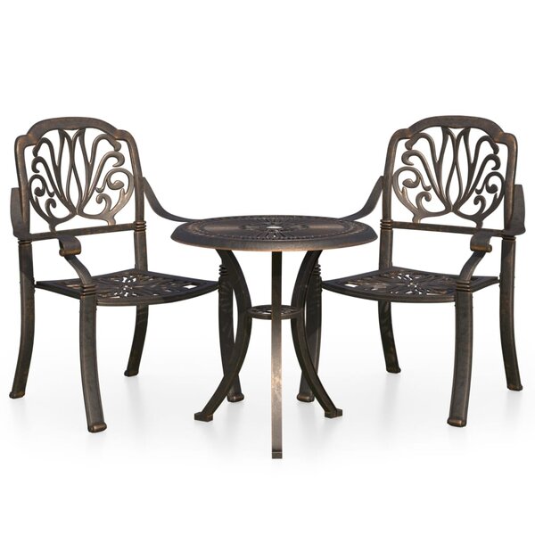 Ensemble de bistro jardin meuble extérieur terrasse 3 pièces aluminium coulé bronze 02_0013506
