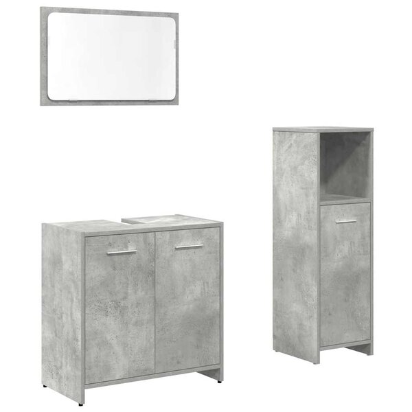 vidaXL Ensemble de meubles de salle de bain 3 Pièces gris béton