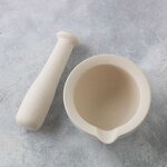 Mortier et pilon en grès blanc + cumin entier bio - 40 g