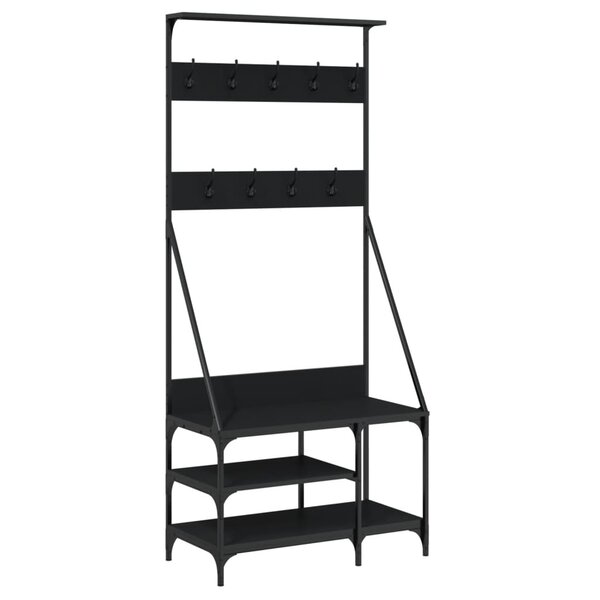 vidaXL Porte-vêtements et rangement des chaussures noir 80x40x184 cm