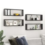 vidaXL Étagères cube murales 4 Pièces Noir 80x15x26 5cm bois d'ingénierie