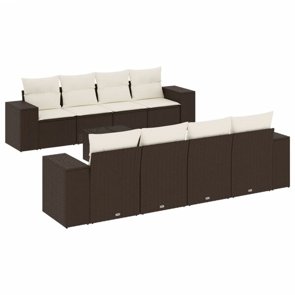 vidaXL Salon de jardin avec coussins 9 Pièces marron résine tressée