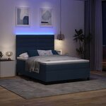 vidaXL Lit à ressorts avec matelas avec LED Bleu 140 x 190 cm tissu
