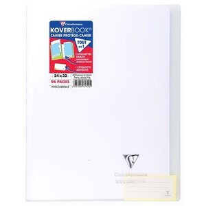 CLAIREFONTAINE Koverbook Cahier piqure 96 pages avec rabats - 240 x 320 mm - 5 x 5 papier PEFC 90 g - Incolore