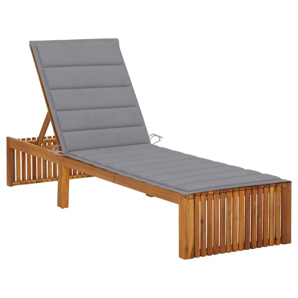 vidaXL Chaise longue avec coussin Bois d'acacia solide