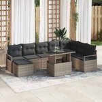 vidaXL Ensemble de canapé de jardin 9 Pièces Gris Poly rotin