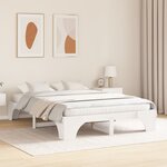 vidaXL Cadre de lit Blanc Bois 140 x 200 cm Minimaliste