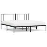 vidaXL Cadre de lit métal sans matelas avec tête de lit noir 200x200cm