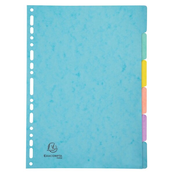 Intercalaires Carte Lustrée 400g/m2 Aquarel 6 Positions - A4 - Couleurs Assorties - Exacompta