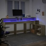 vidaXL Bureau avec lumières LED chêne sonoma bois d'ingénierie