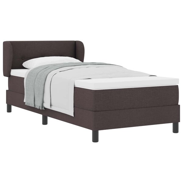 vidaXL Lit à ressorts avec matelas Marron foncé 90 x 200 cm tissu