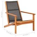 vidaXL Chaise de jardin Noir Bois d'eucalyptus solide et textilène