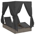 vidaXL Chaiselongue double avec toit et rideaux avec des rideaux Réglable Gris