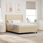 vidaXL Lit à ressort LED avec matelas Crème 140 x 200 cm tissu