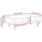 vidaXL Table d'appoint avec roues Gris béton 90 x 50 x 30 cm