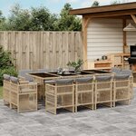 vidaXL Ensemble à manger de jardin coussins 13 Pièces mélange beige rotin