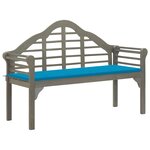 vidaXL Banc de jardin avec coussin 135 cm Bois d'acacia massif Gris
