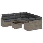 vidaXL Ensemble de canapé de jardin 9 Pièces Gris 55 x 55 x 37 cm