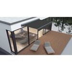Store banne manuel semi coffre 2,90 x 2m en aluminium, structure grise anthracite, toile grise anthracite BEAURIVAGE