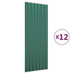 vidaXL Panneaux de toiture 12 Pièces Acier enduit de poudre Vert 100x36cm