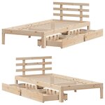 vidaXL Cadre de lit avec tiroirs sans matelas 90x190 cm
