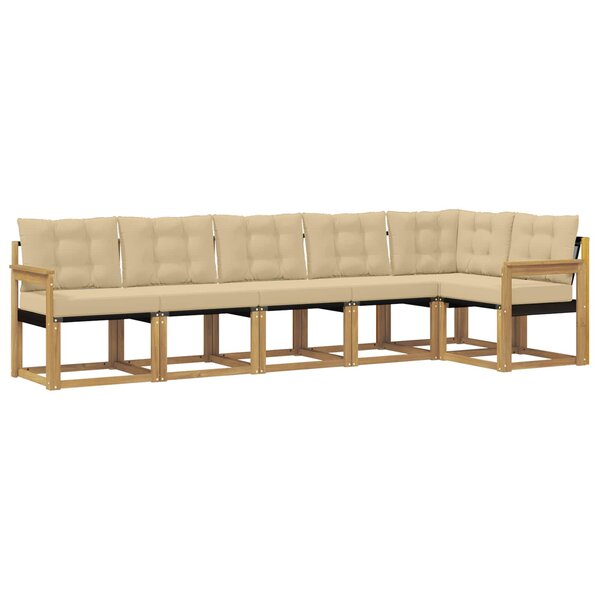 vidaXL Ensemble de canapés d'extérieur 6 Pièces Blanc et Beige