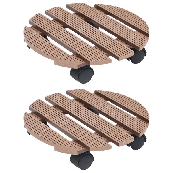 vidaXL Chariots à plantes 2 Pièces Marron Ø30x7 5 cm WPC