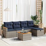 vidaXL Salon de jardin 6 Pièces avec coussins gris résine tressée