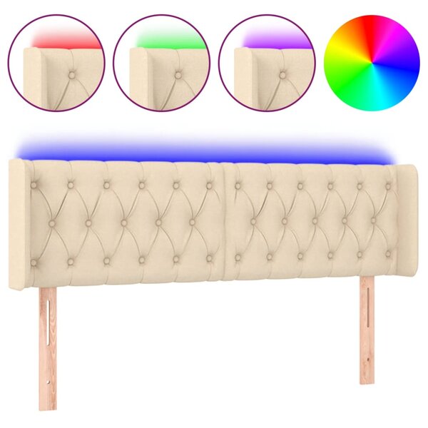 vidaXL Tête de lit à LED Crème 147x16x78/88 cm Tissu