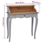 vidaXL Bureau d'écriture bois d'acajou massif 80x40x92 cm