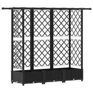vidaXL Lit Élevé avec Treillis et Toit Noir 164 x 40 x 123 cm PP