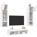 vidaXL Unités murales TV avec LED 6 Pièces blanc bois d'ingénierie