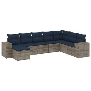 vidaXL Salon de jardin 8 Pièces avec coussins gris résine tressée