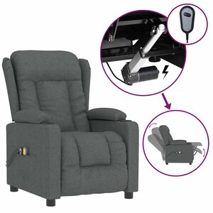 vidaXL Fauteuil électrique de massage Gris foncé Tissu