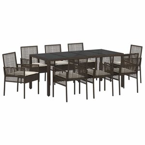 vidaXL Ensemble de salle à manger pour jardin 9 Pièces Marron polyrotin