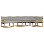 vidaXL Ensemble de canapés d'extérieur 5 Pièces Blanc et gris clair