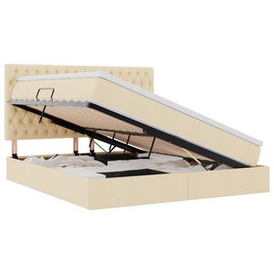 vidaXL Lit avec rangement et matelas Crème 180 x 200 cm Polyester